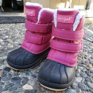 Girls Toddler Kids Size 10 Pink Cat & Jack Snow Boots